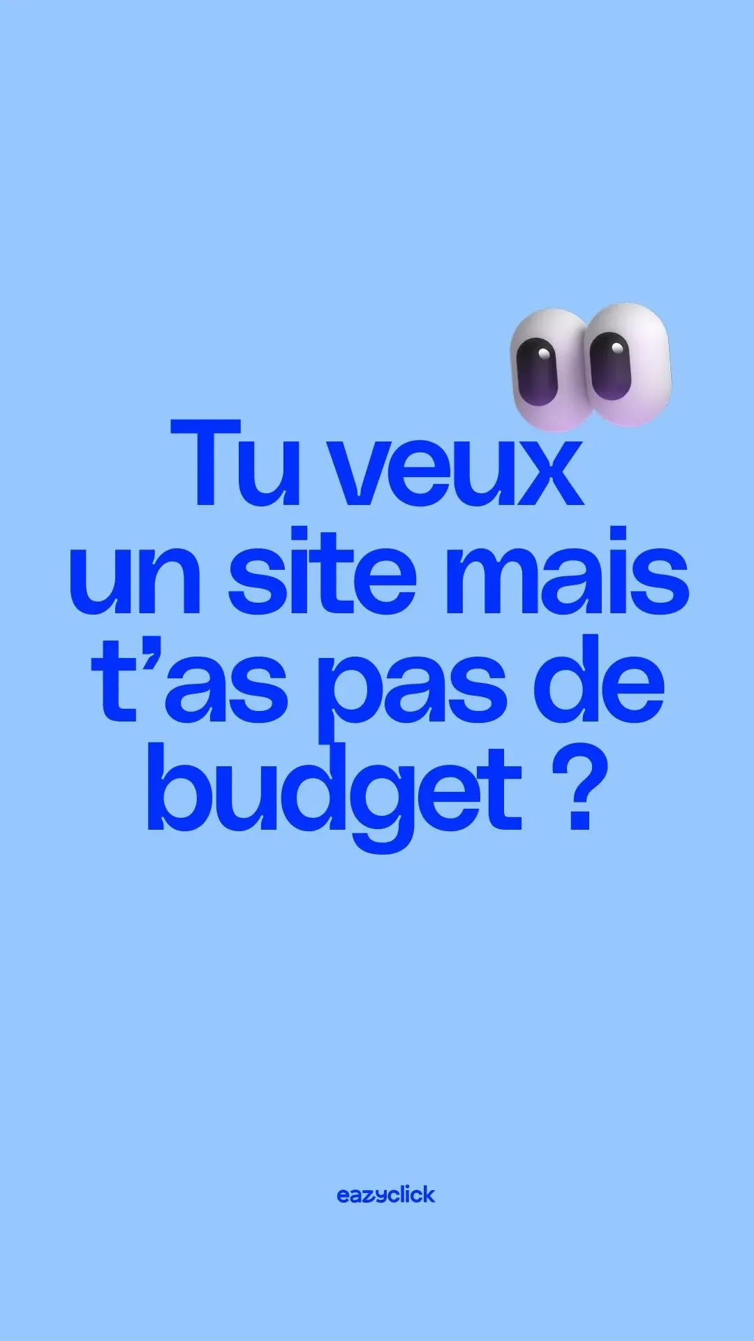 Visuel bleu « Tu veux un site mais t'as pas de budget ? »