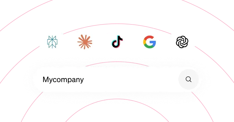 Barre de recherche entourée des logos de Perplexity, Claude, TikTok, Google et ChatGPT