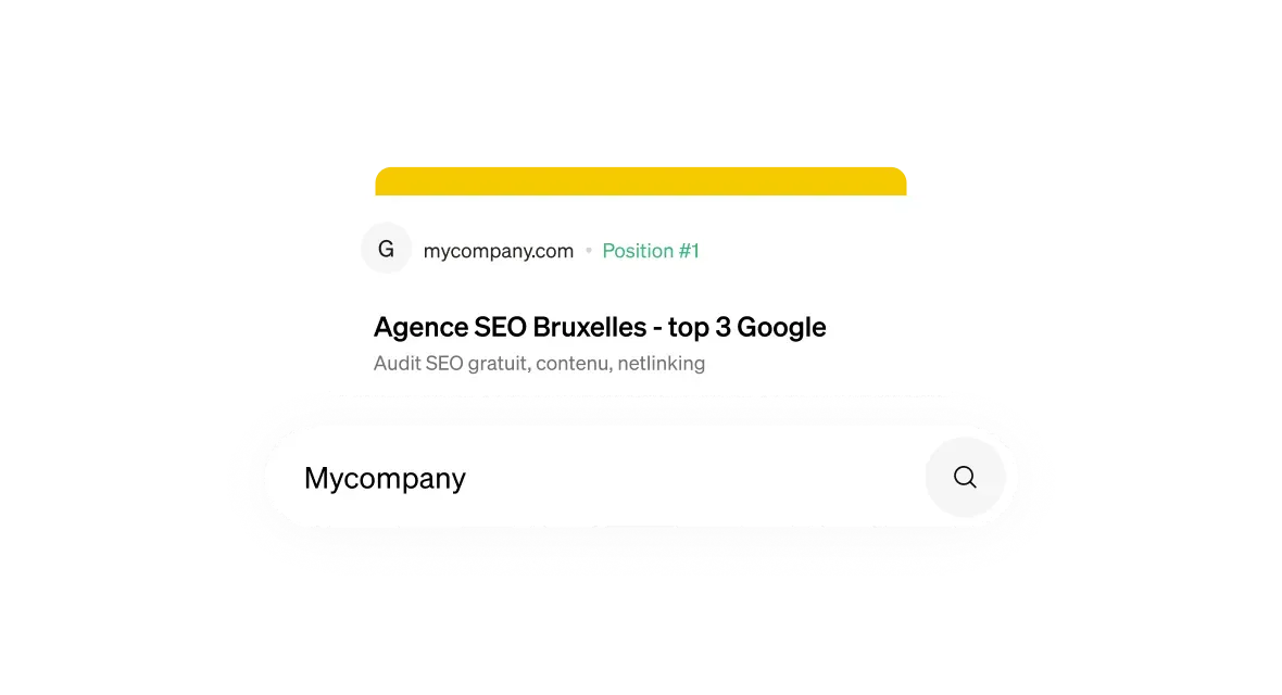 Barre de recherche Google et premier résultat pour Mycompany