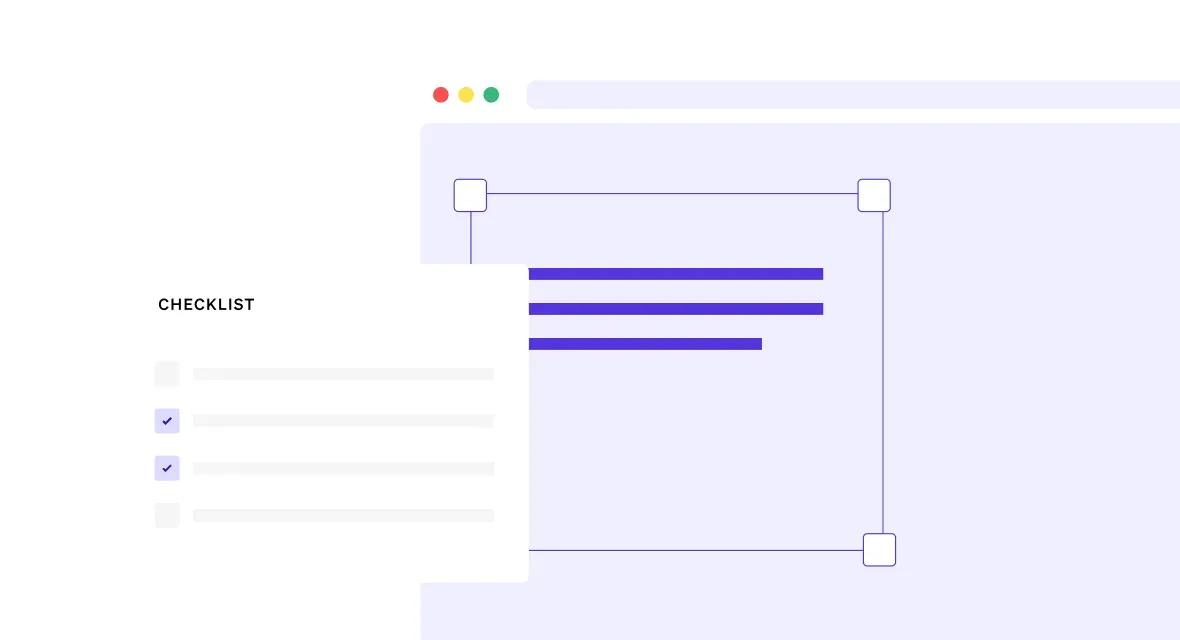 Maquette de site en construction avec une checklist SEO