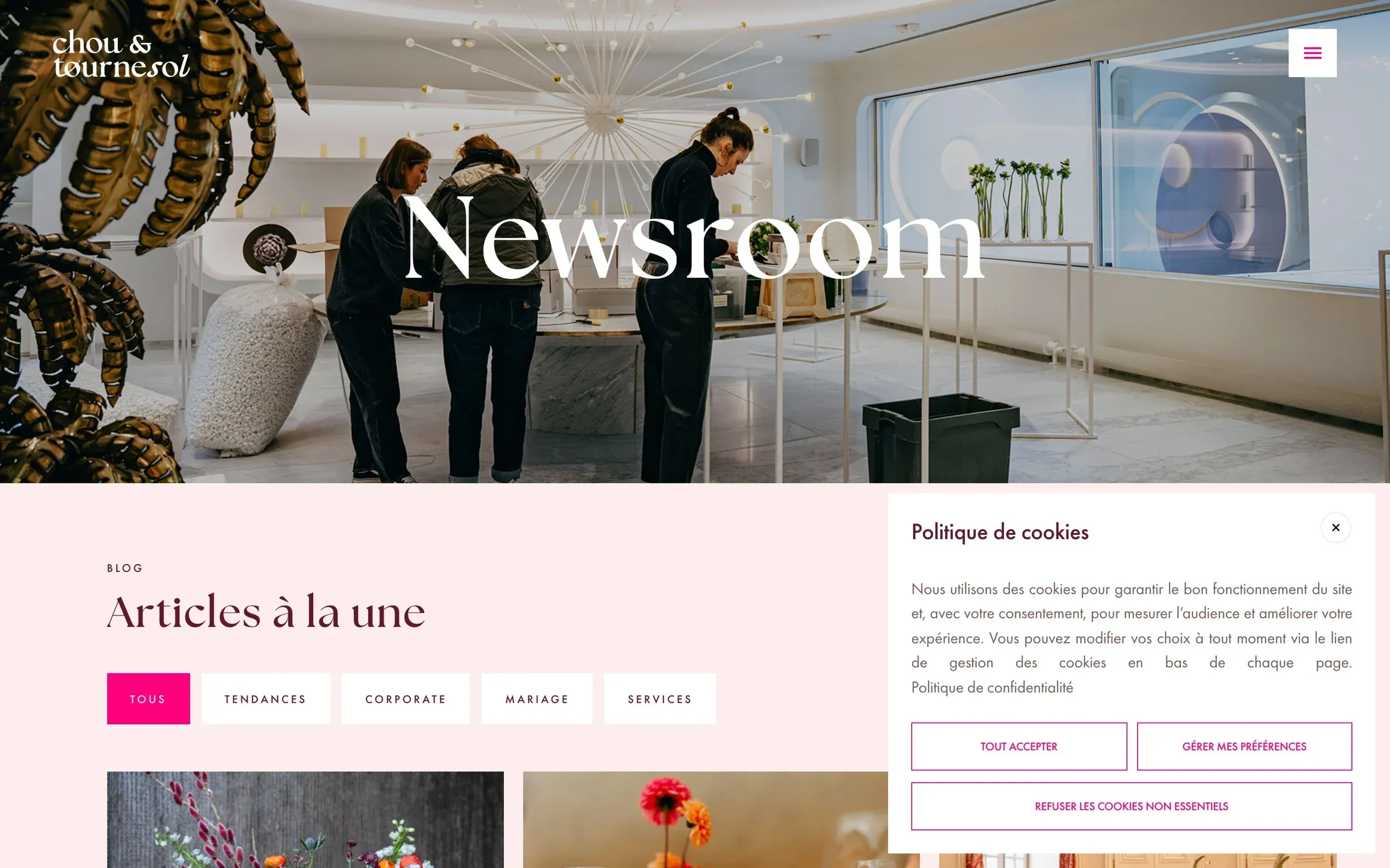 Newsroom du site de Chou & Tournesol