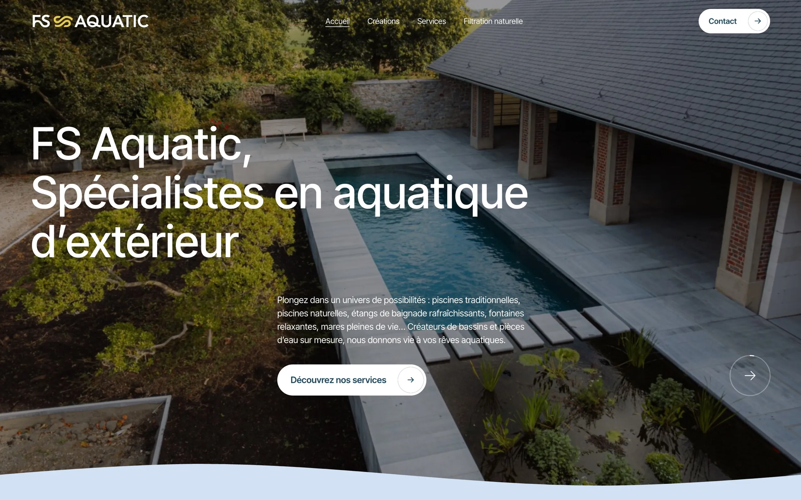 La page d’accueil du site de FS Aquatic