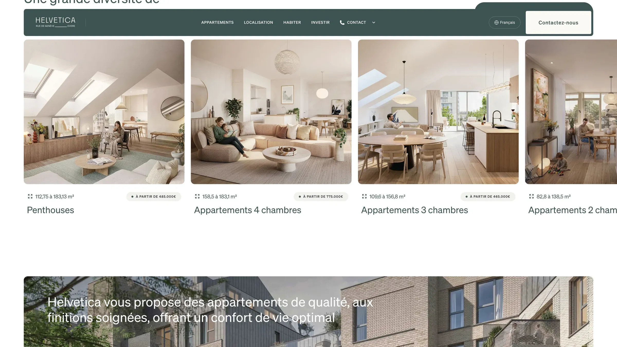 Une section du site de Helvetica (1)