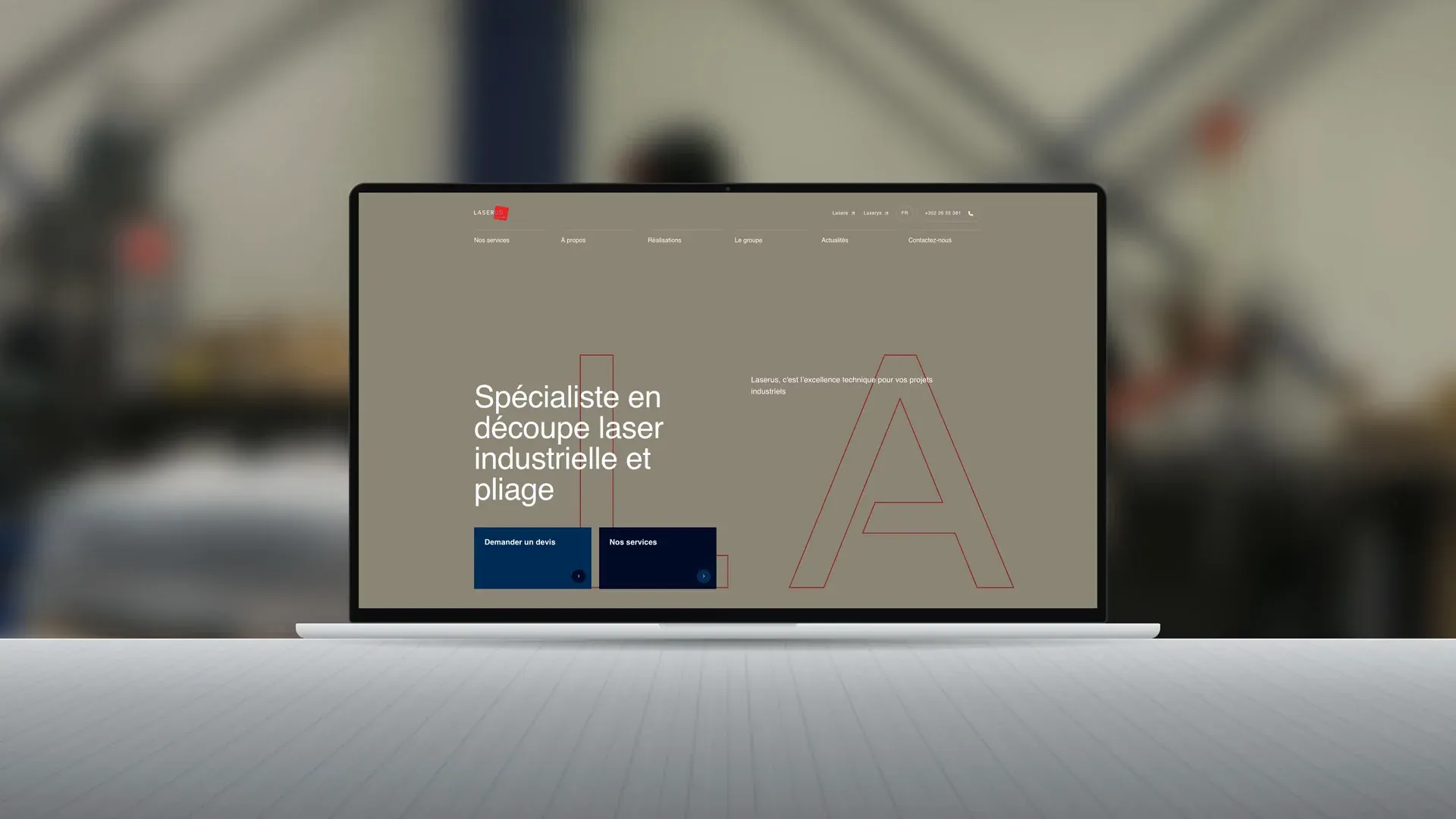 Le site de Laserus sur ordinateur