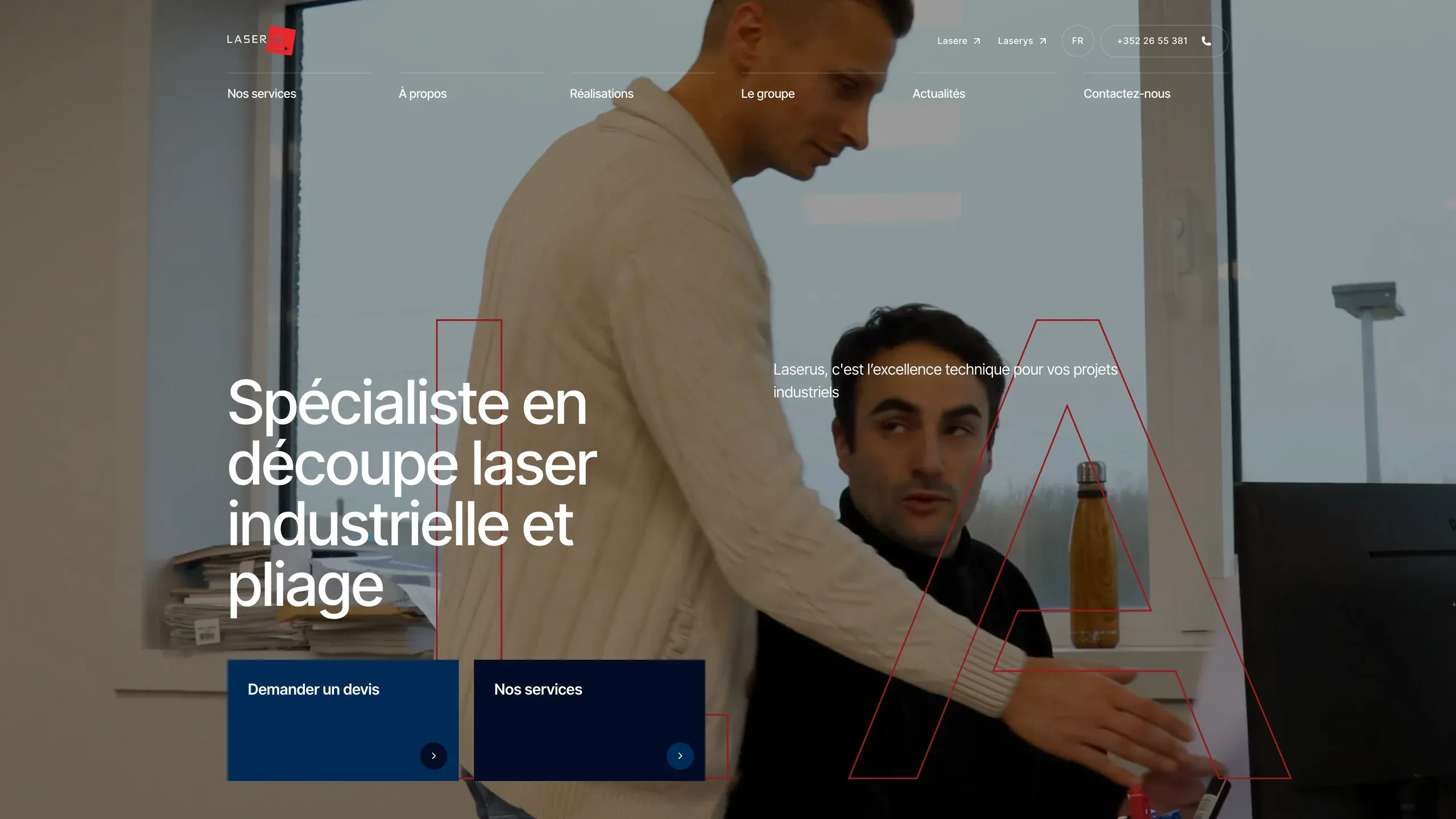 La page d'accueil du site de Laserus
