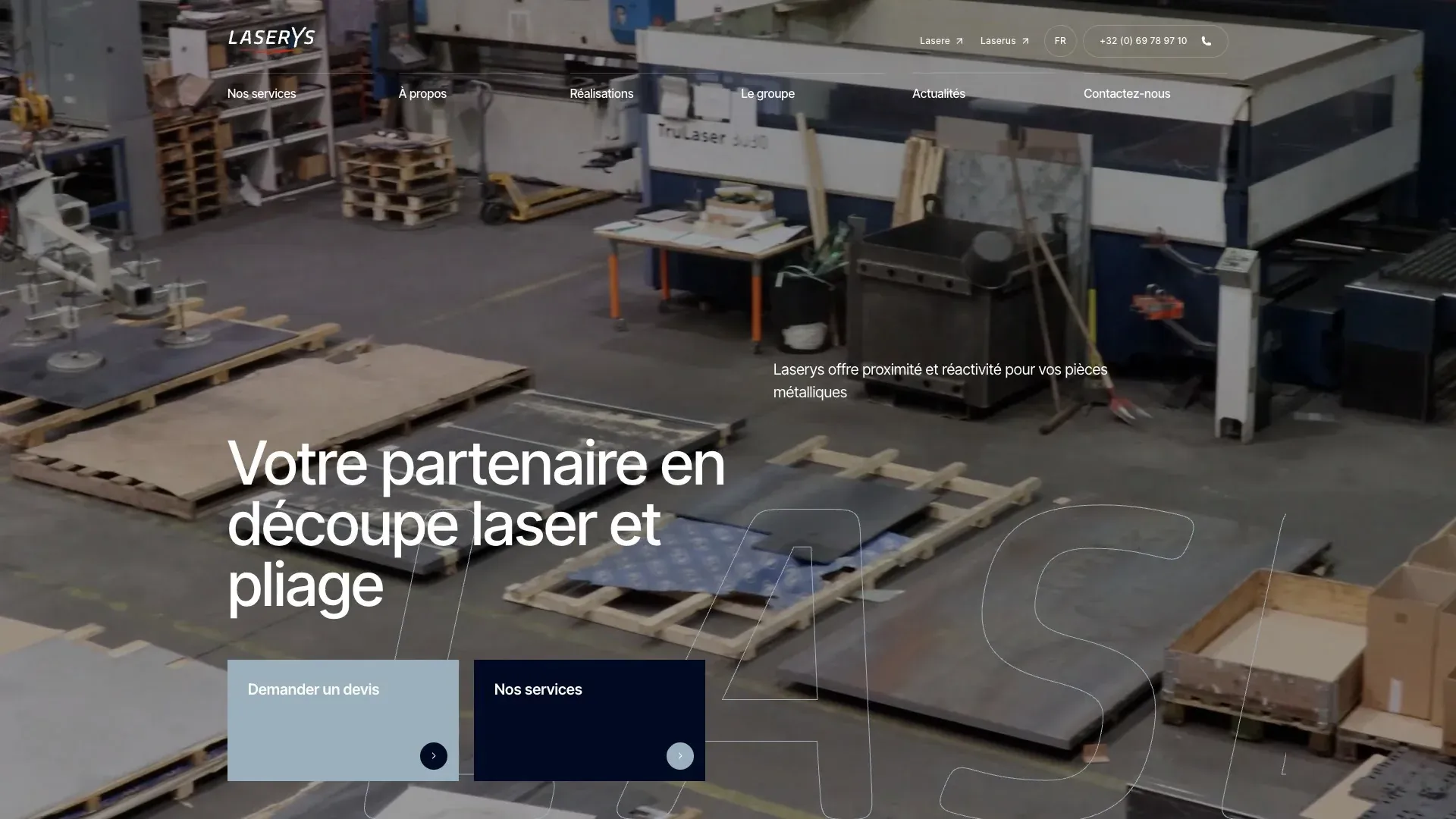 La page d'accueil du site de Laserys