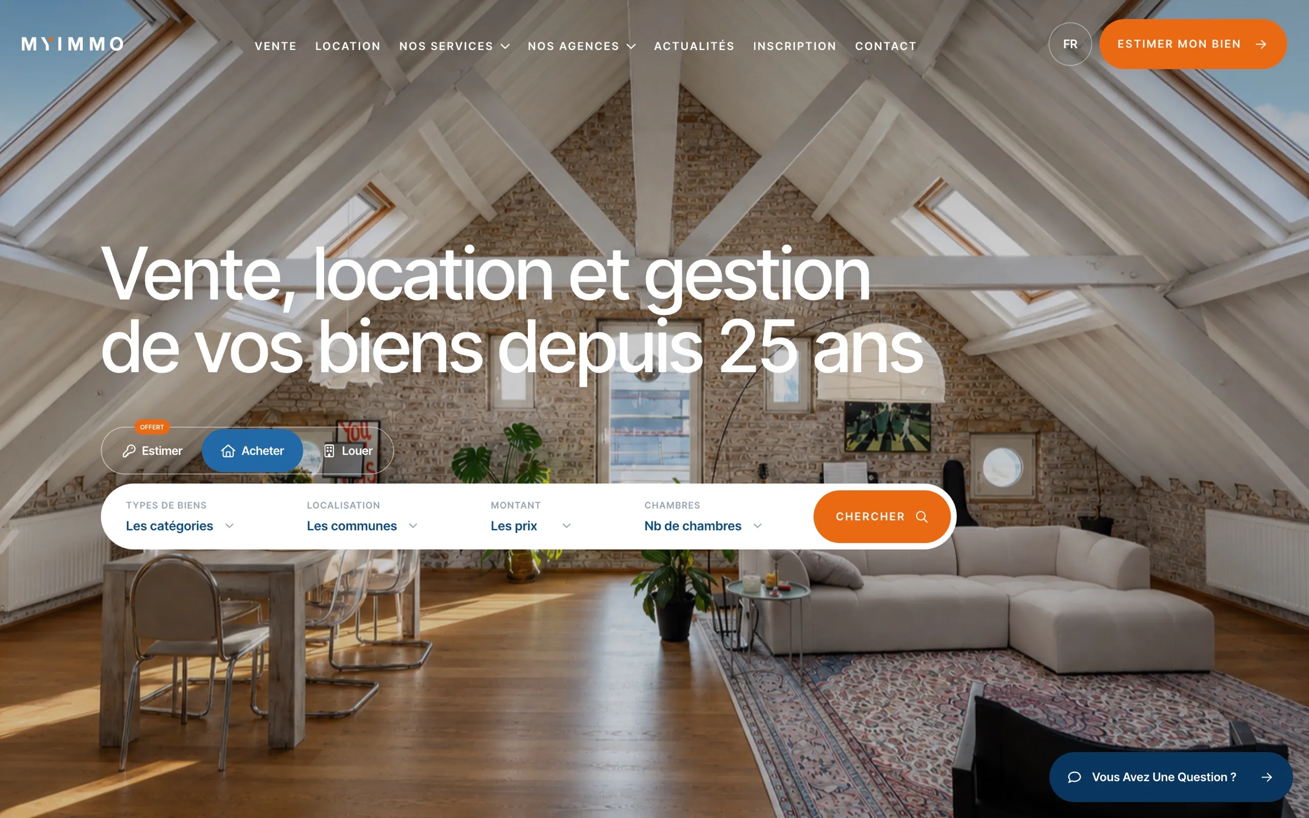 La page d’accueil du site de MYIMMO