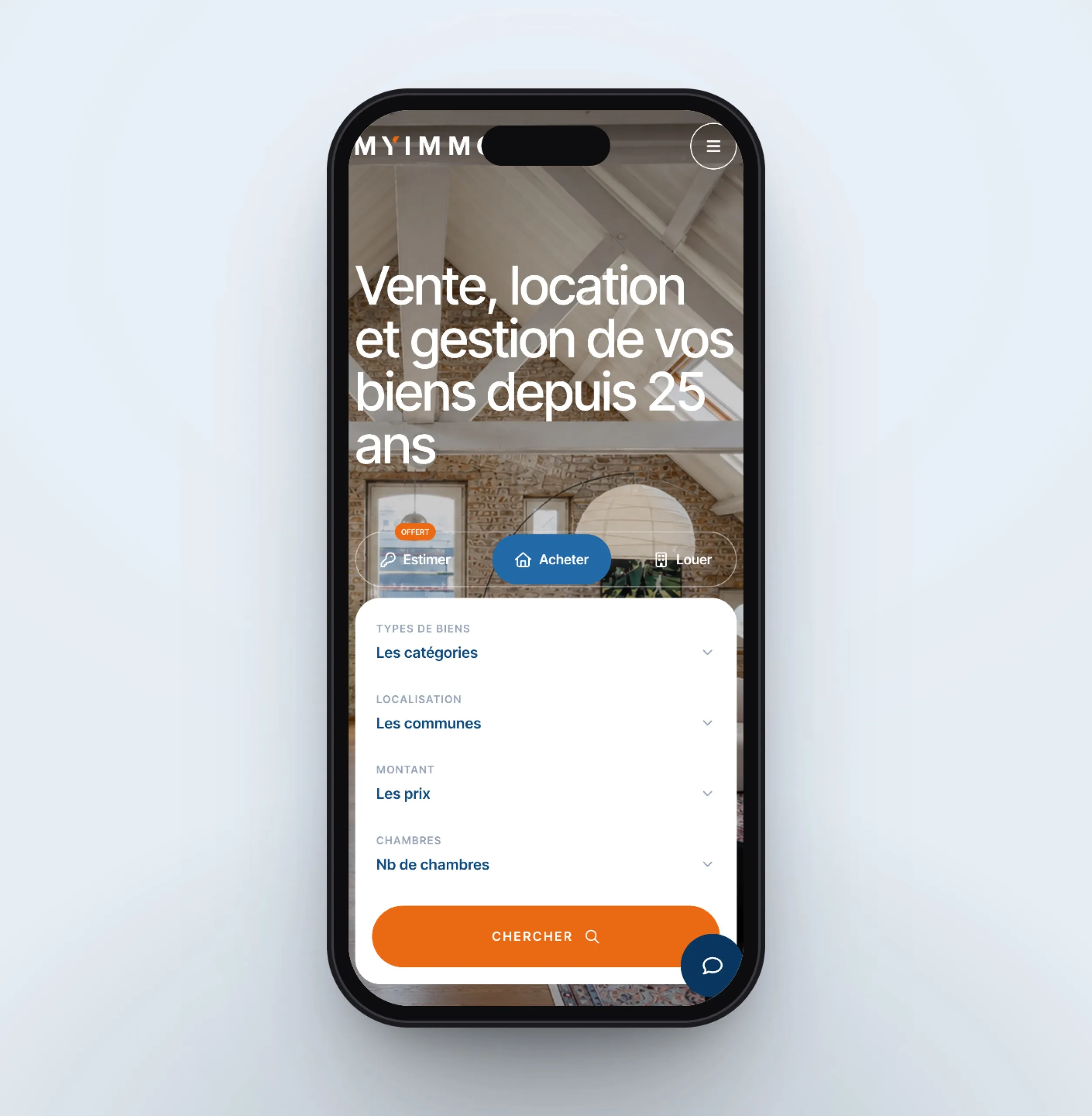 Le site de MYIMMO sur smartphone