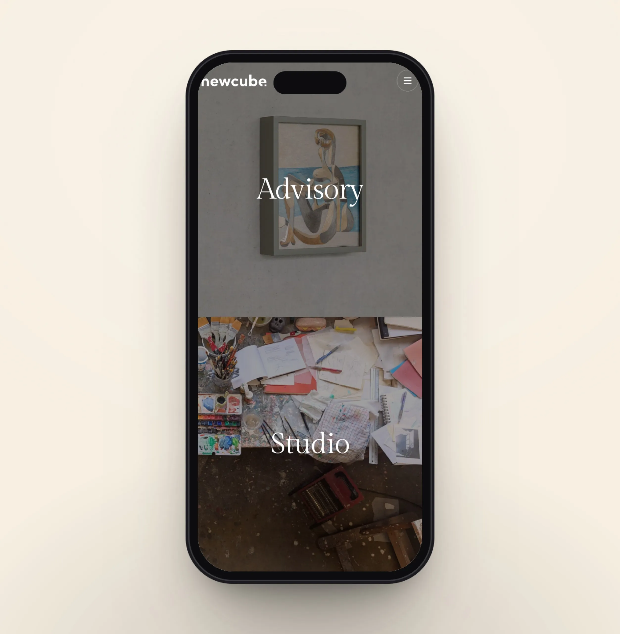 Le site de Newcube sur smartphone