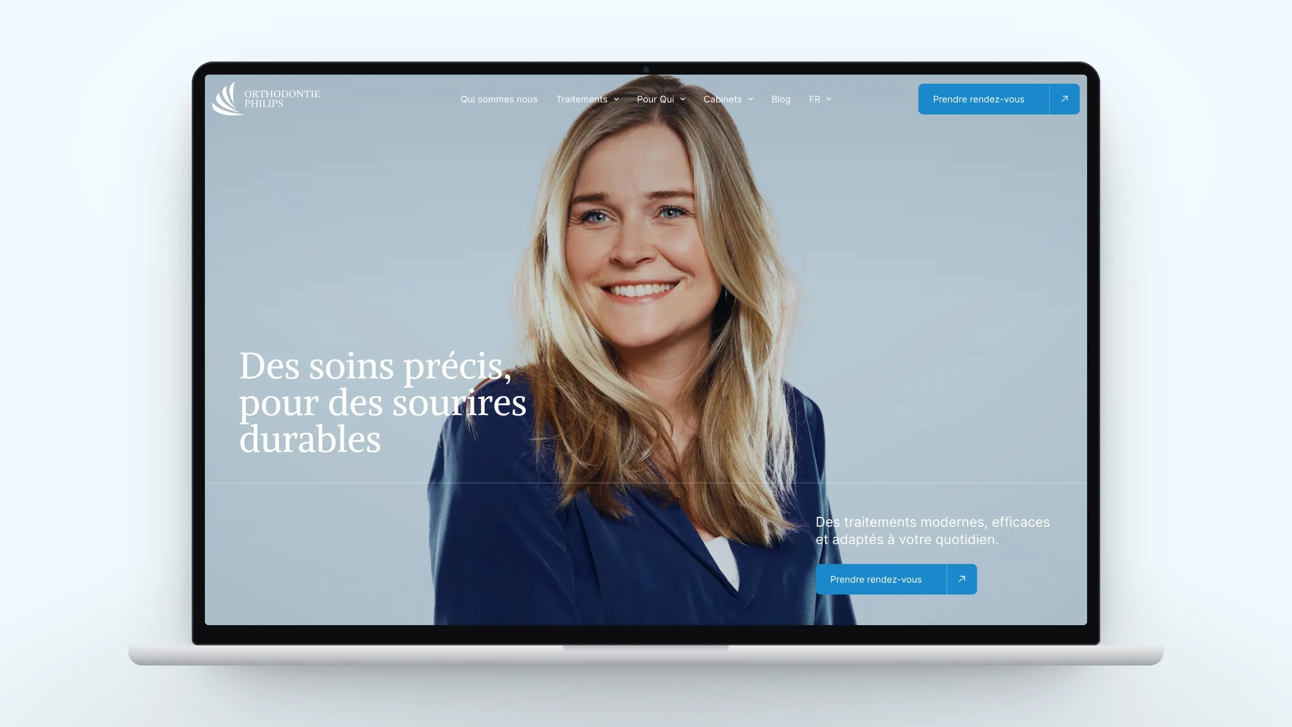 Le site de Orthodontie Philips affiché sur un ordinateur portable