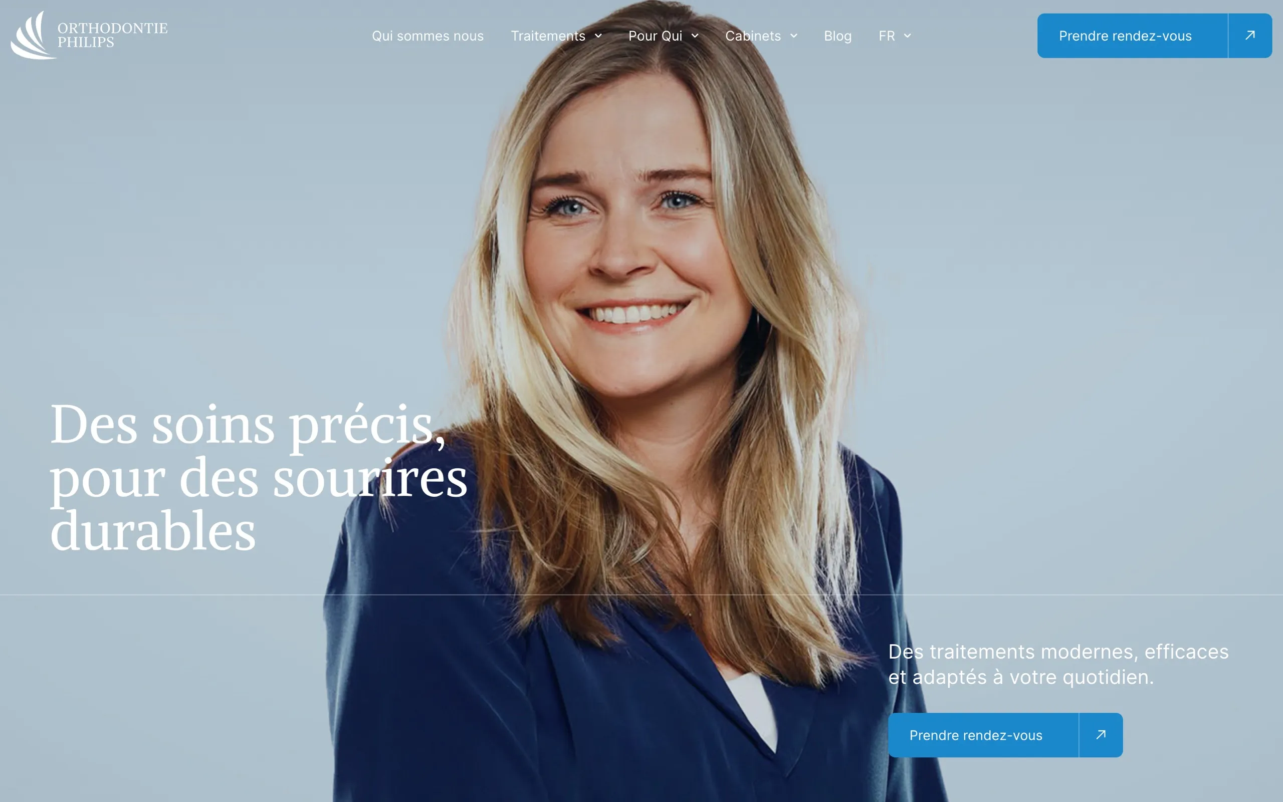 La page d’accueil du site de Orthodontie Philips