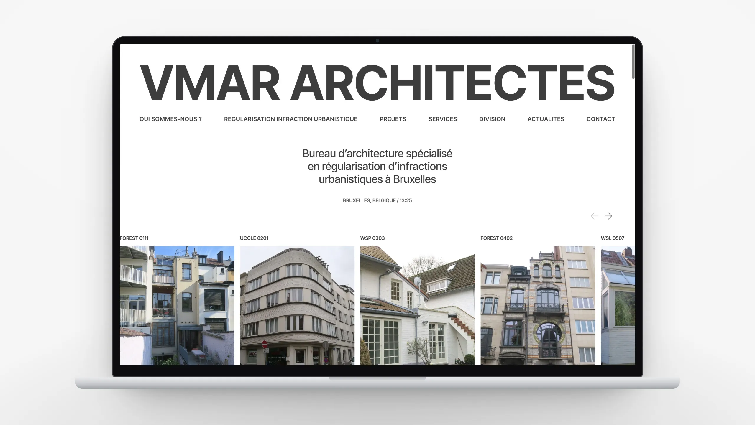 Le site de VMAR Architectes affiché sur un ordinateur portable