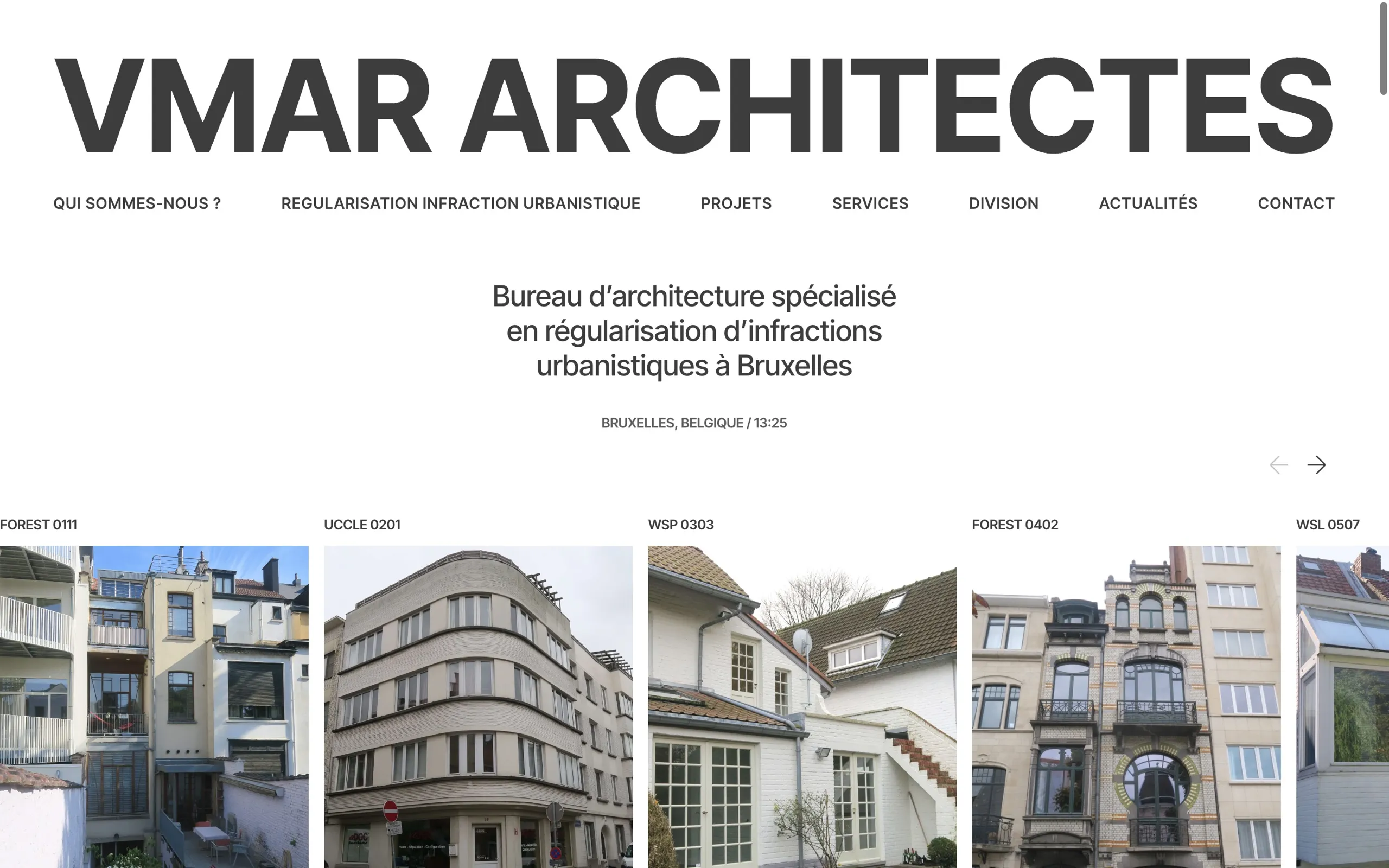 La page d’accueil du site de VMAR Architectes