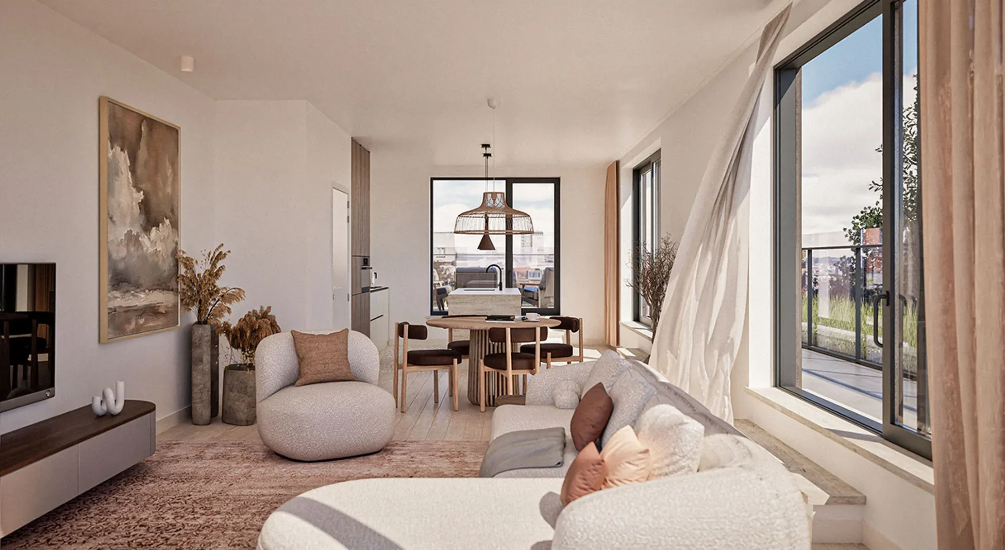 Séjour lumineux d'un appartement présenté par YES Properties