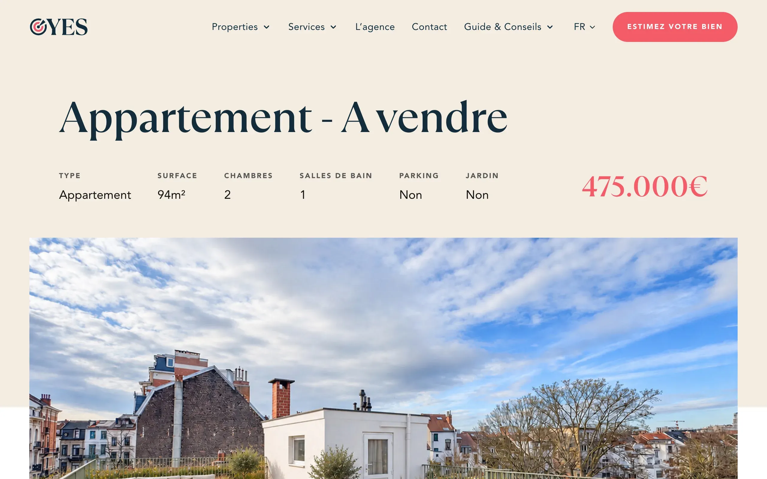 La fiche d'un appartement à vendre